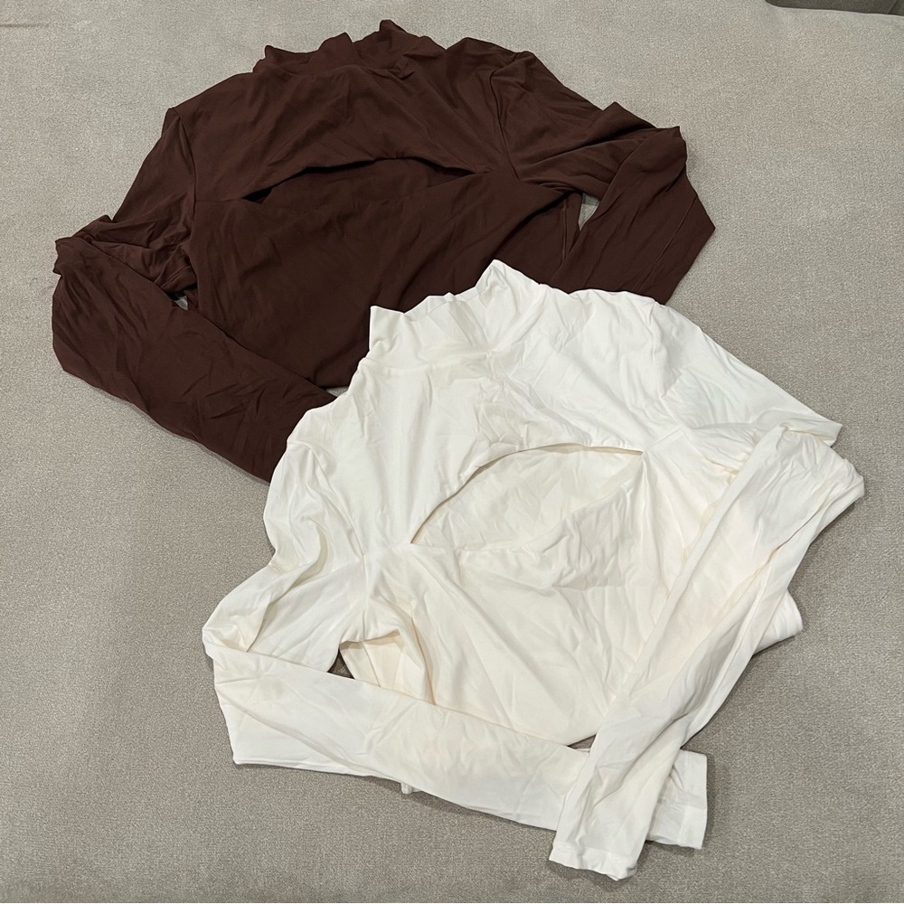 Chic Brown and White Women's Bodysuits